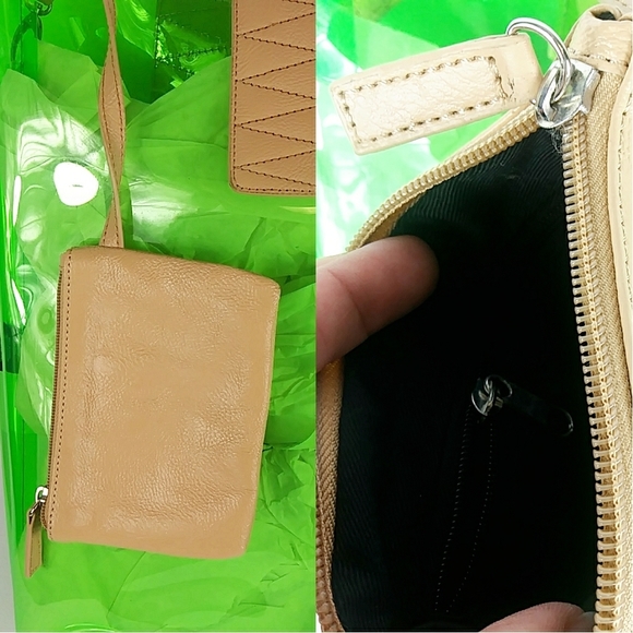 NWT $88 BCBG Beach Bag w. Coin Purse Green Clear Neon Concert Amusement Park - Picture 6 of 6